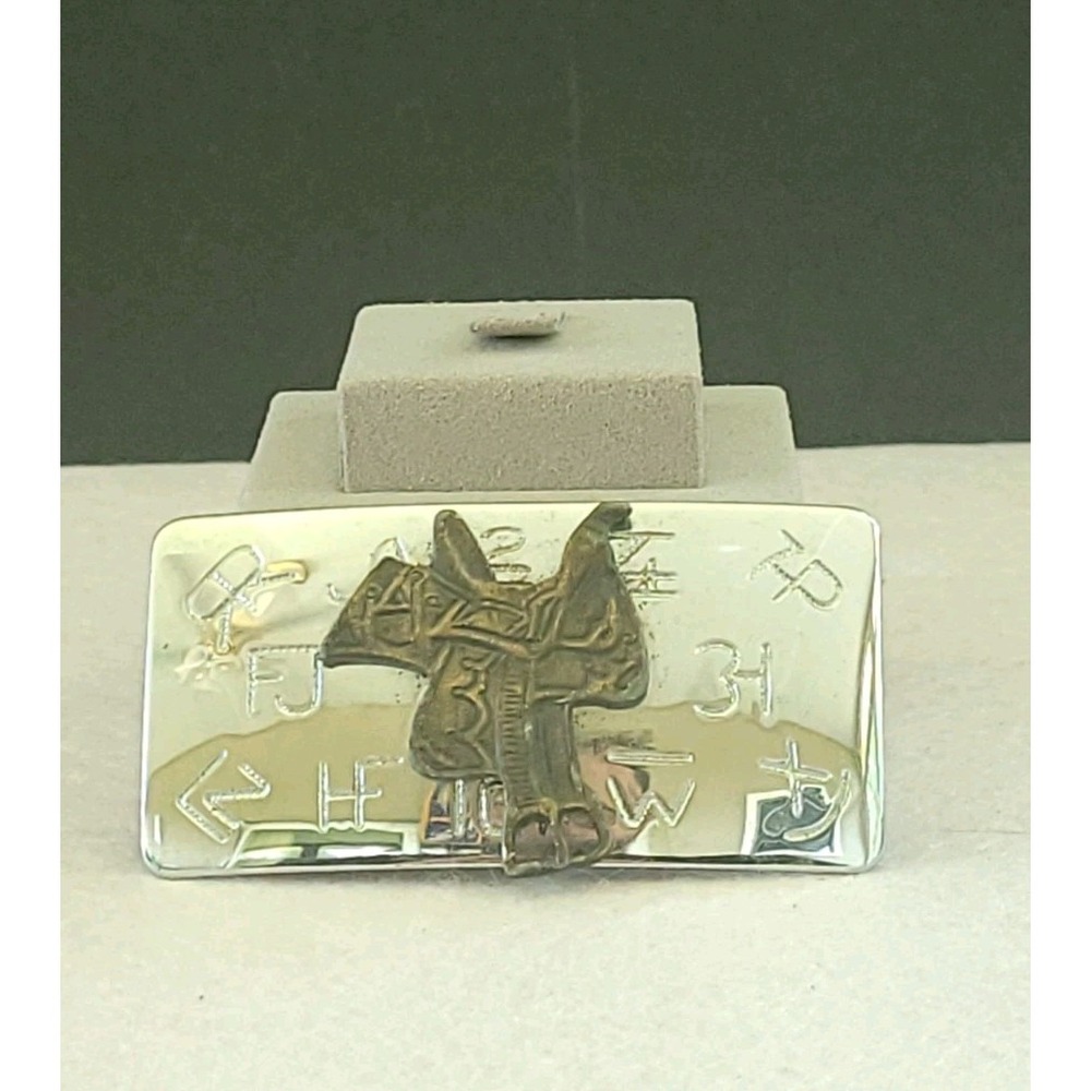 Vintage CHAMBERS BELT CO Western Saddle Ranch Brand Belt Buckle USA 2.72" 43.8g